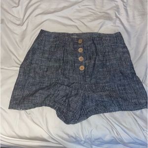 Grey High Waisted Trouser Shorts